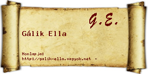 Gálik Ella névjegykártya